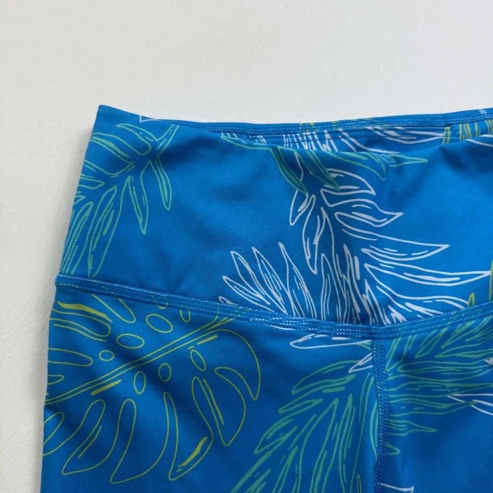 Nike Dri-FIT One Womens Tropical Monstera Print Bike Shorts Blue DV9681-435 XS